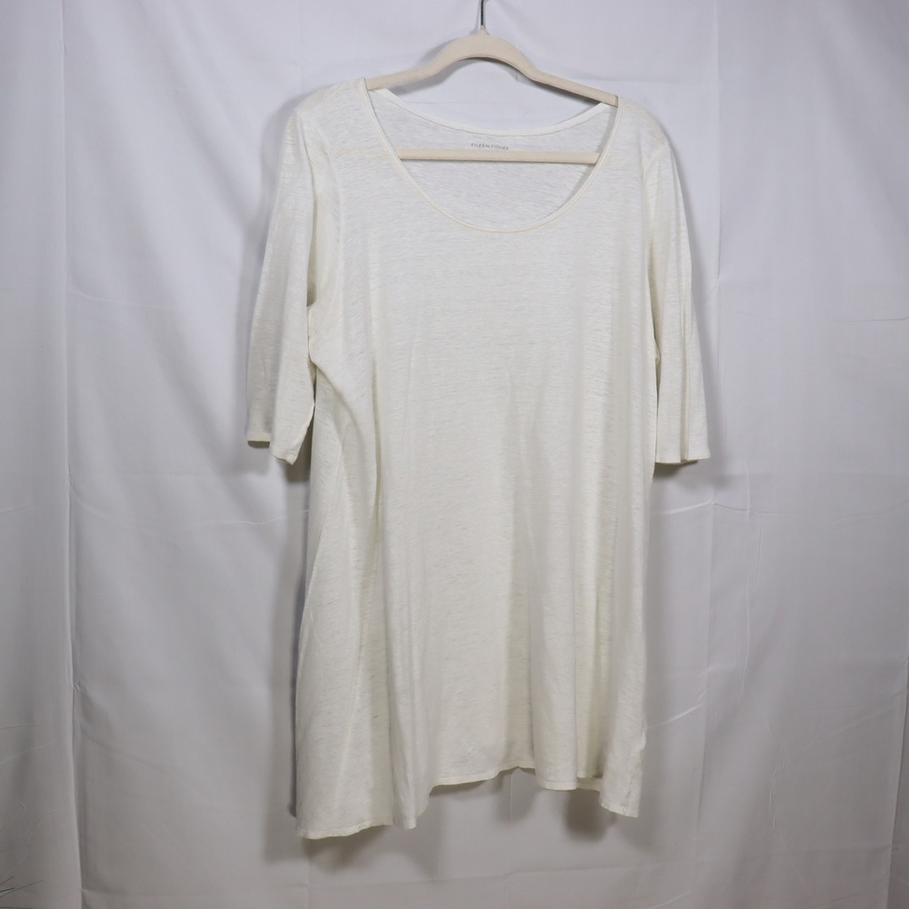 Eileen Fisher Linen Tunic XL White Womens Lagenlook Minimalist Top